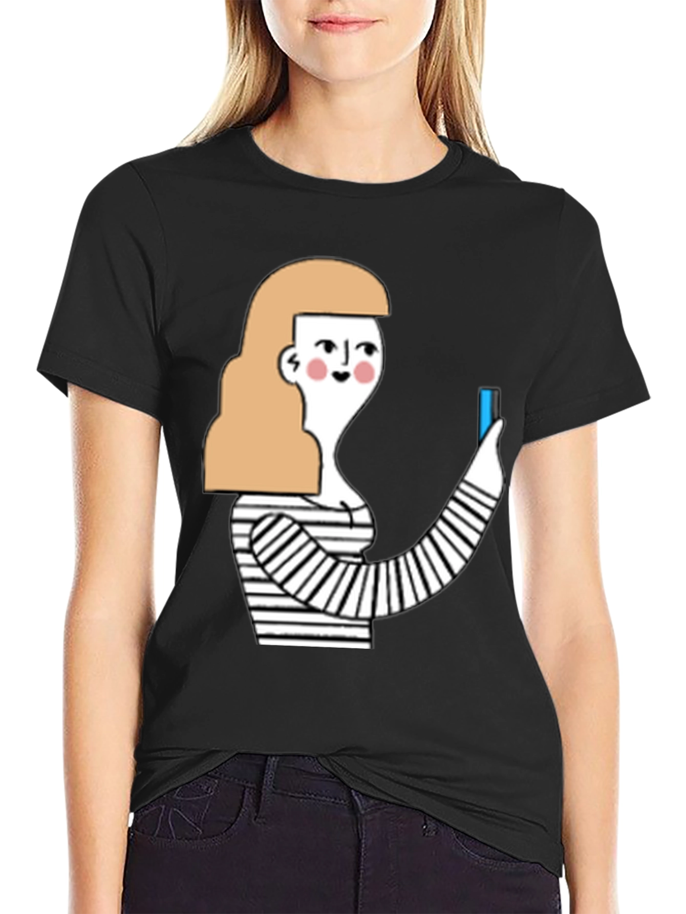 Quirky Graphic Tee - Stylish Cartoon Woman