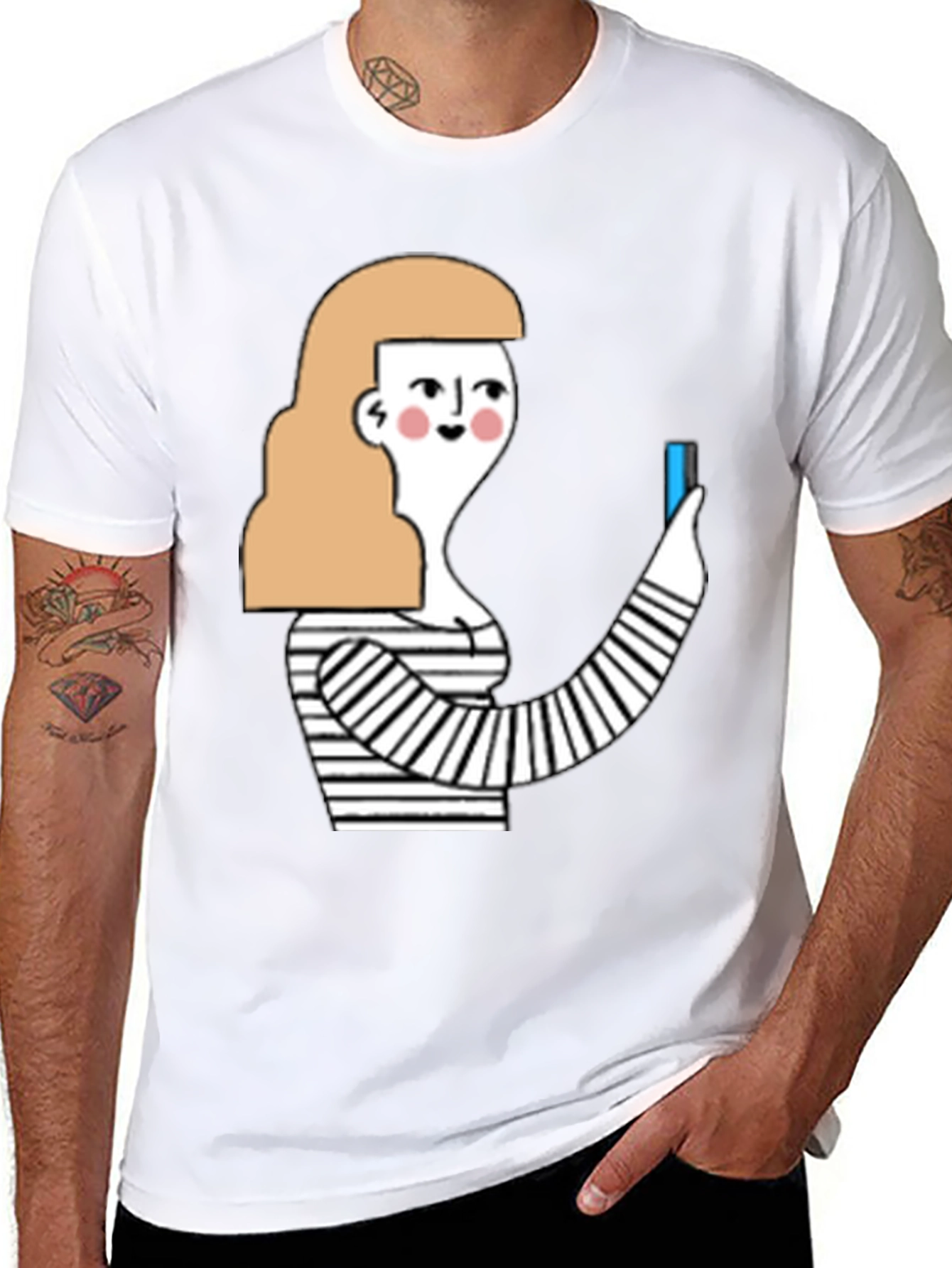 Quirky Graphic Tee - Stylish Cartoon Woman