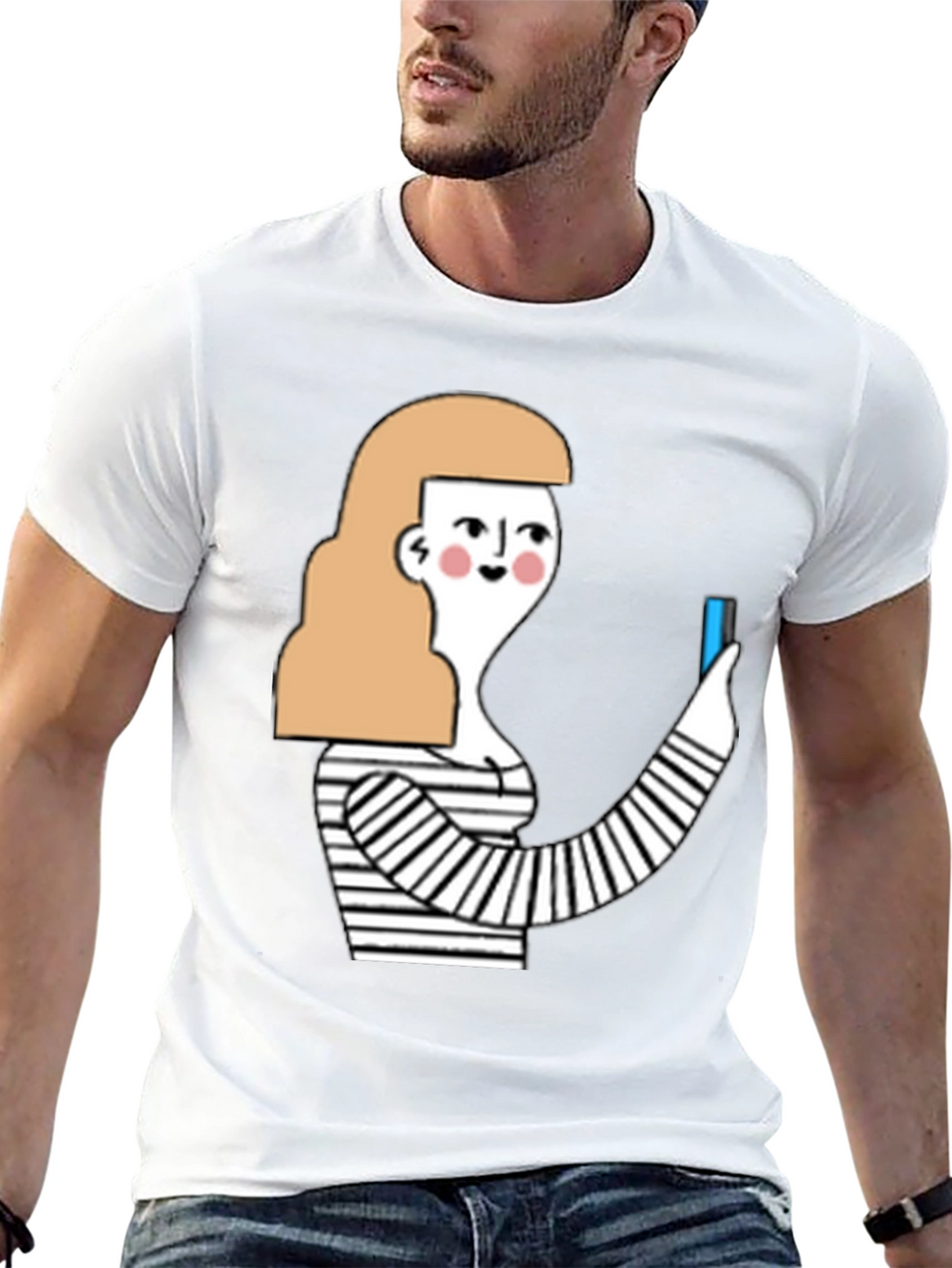 Quirky Graphic Tee - Stylish Cartoon Woman