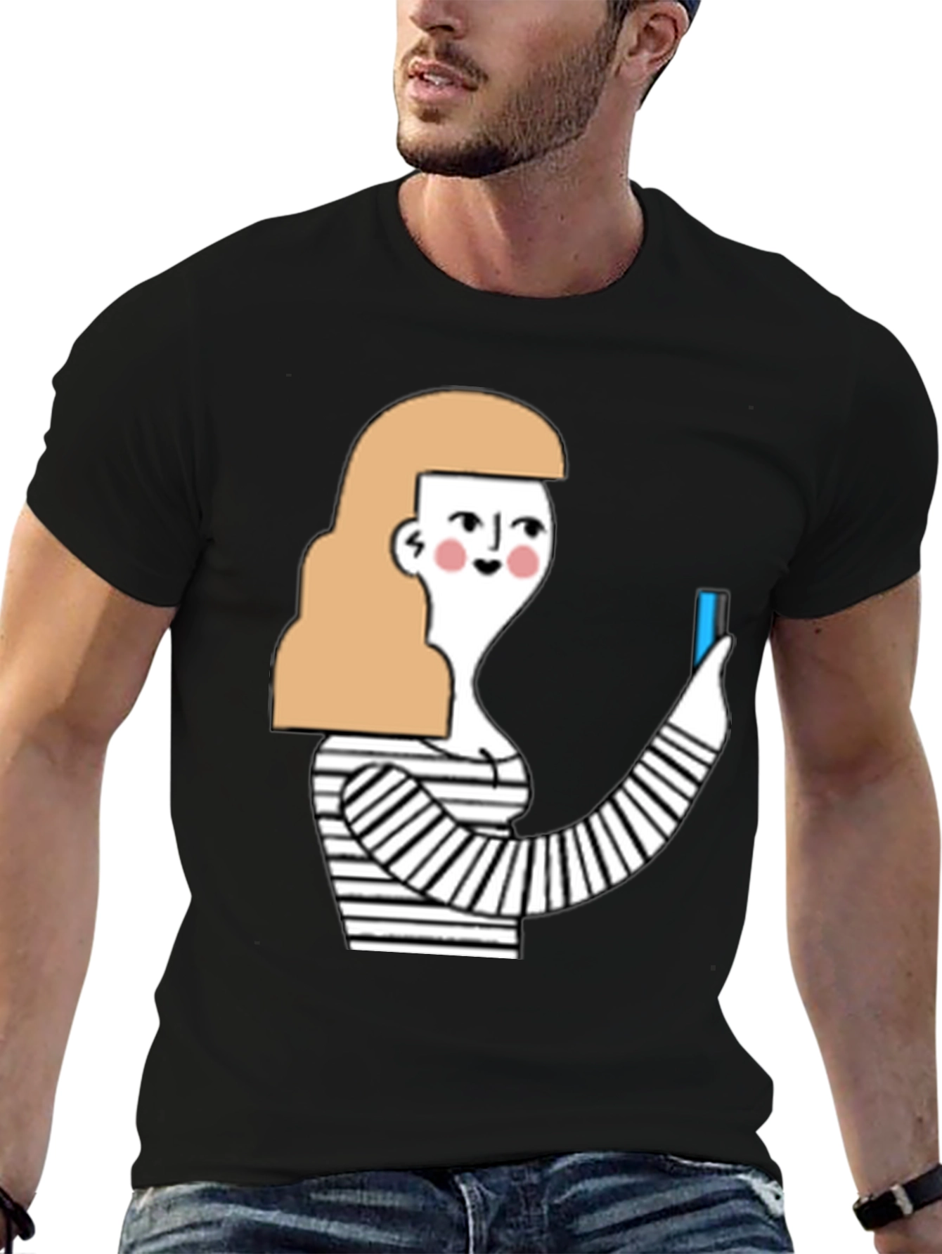 Quirky Graphic Tee - Stylish Cartoon Woman