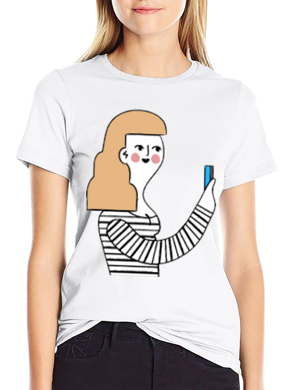 Quirky Graphic Tee - Stylish Cartoon Woman