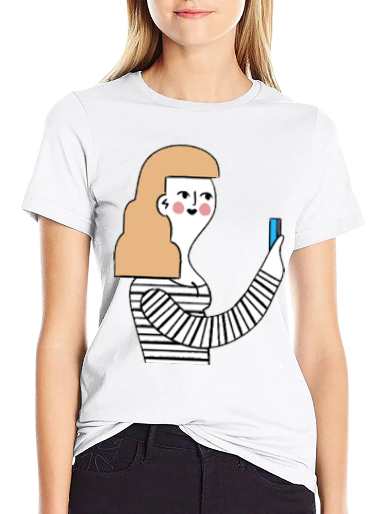 Quirky Graphic Tee - Stylish Cartoon Woman