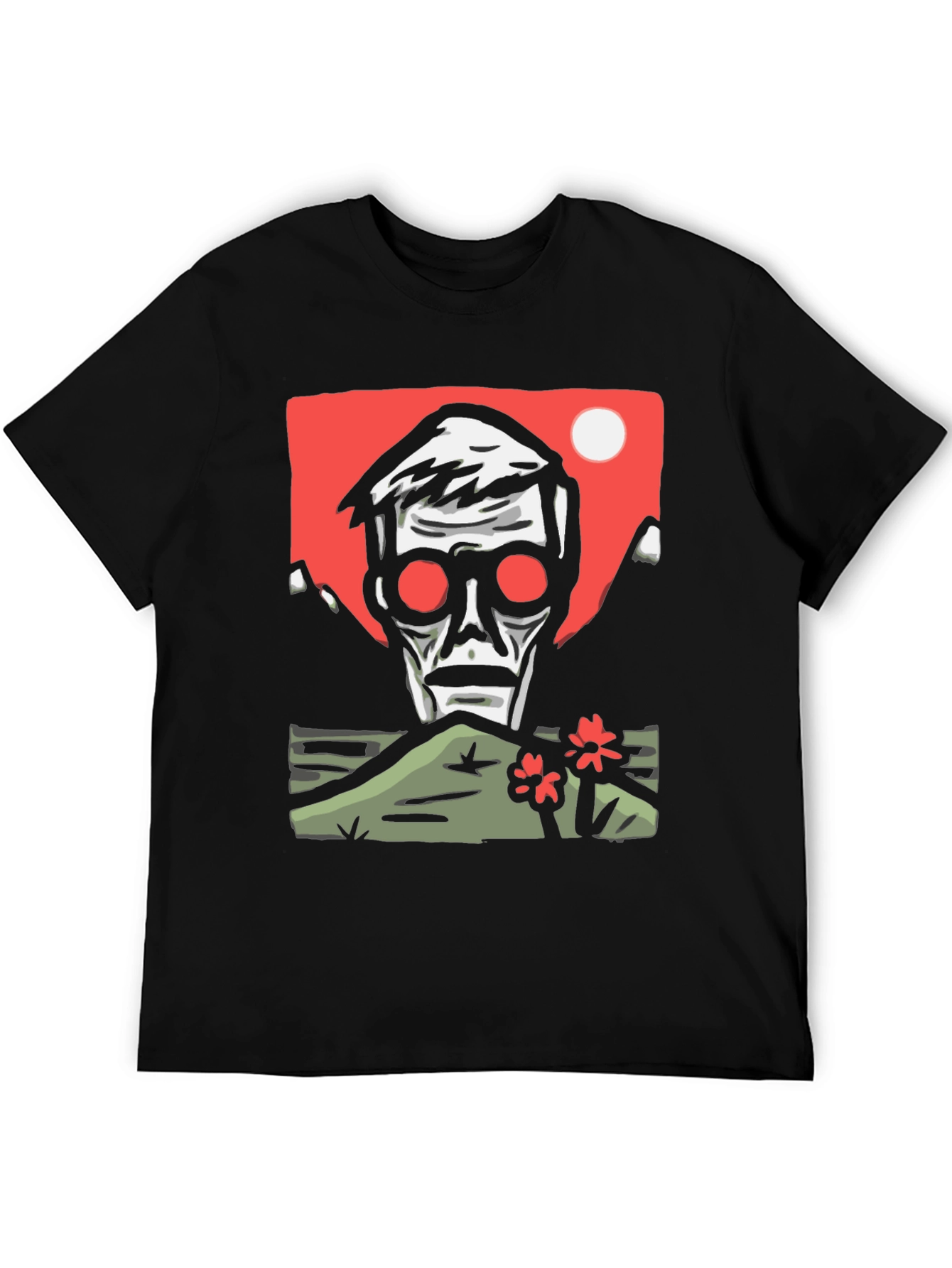 Edgy Graphic Tee: Skull & Landscape Design
