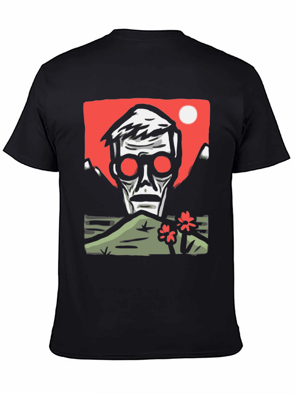 Edgy Graphic Tee: Skull & Landscape Design