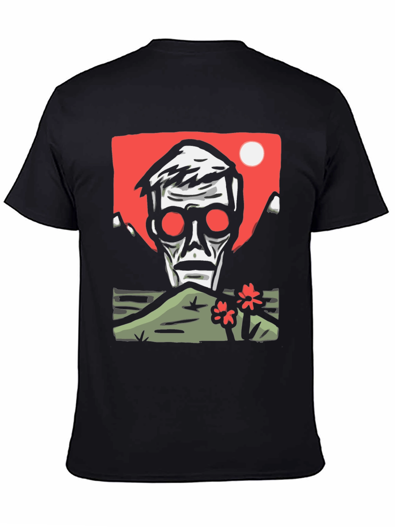 Edgy Graphic Tee: Skull & Landscape Design