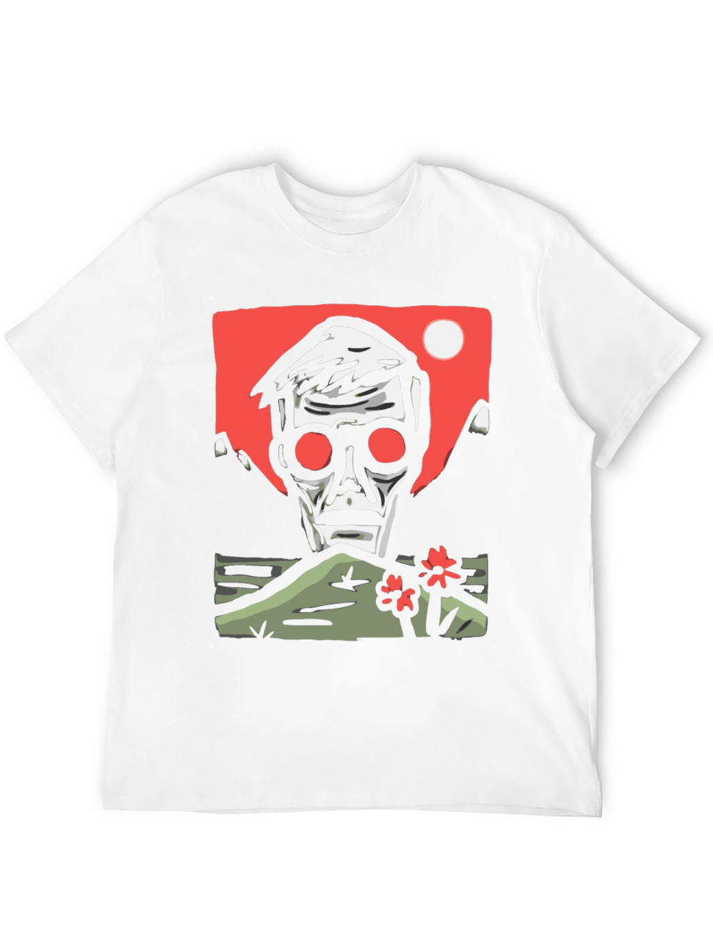 Edgy Graphic Tee: Skull & Landscape Design