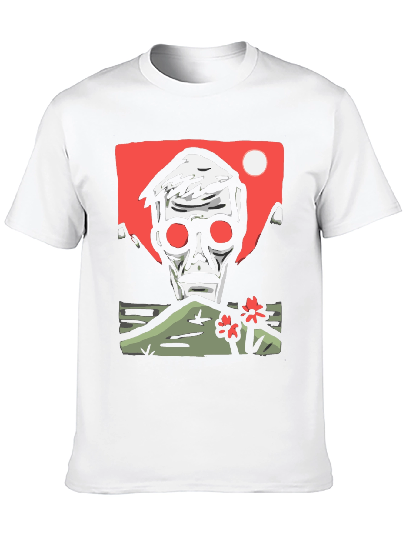 Edgy Graphic Tee: Skull & Landscape Design