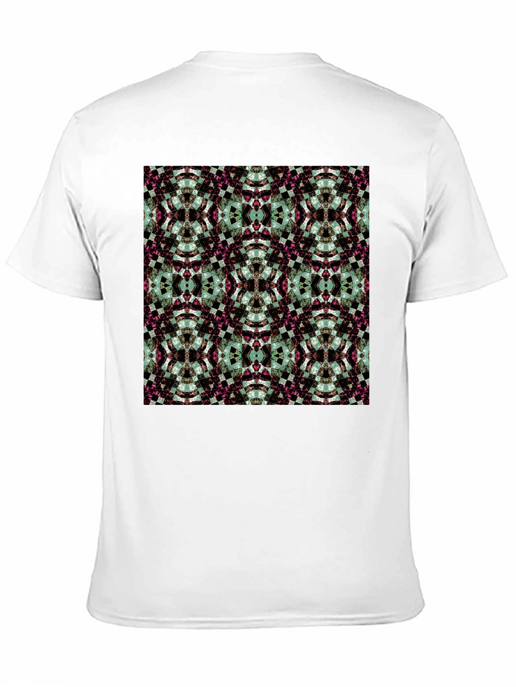 Kaleidoscope Pattern Black Crew Neck T-Shirt