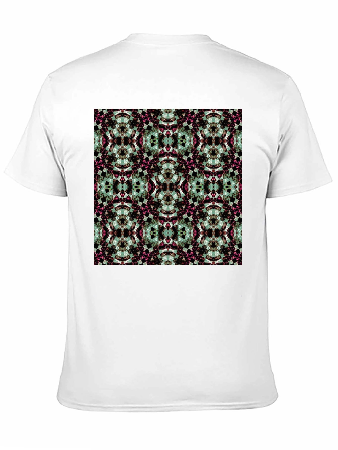 Kaleidoscope Pattern Black Crew Neck T-Shirt