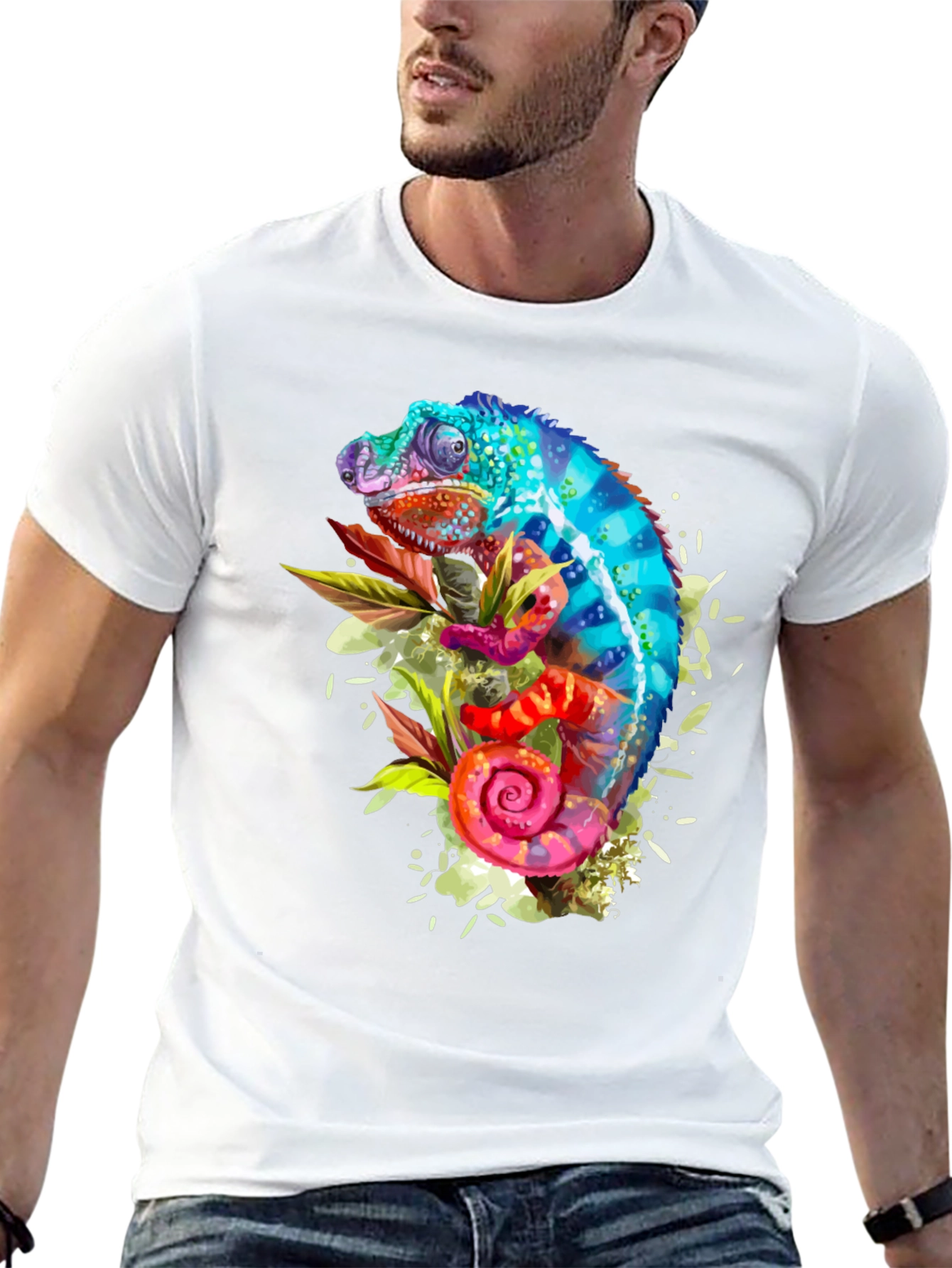 Colorful Chameleon Graphic T-Shirt