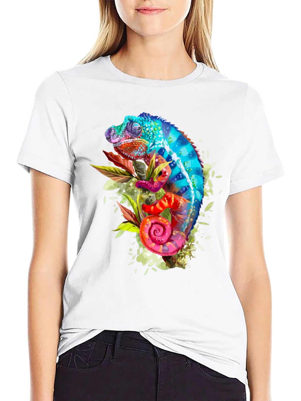 Colorful Chameleon Graphic T-Shirt