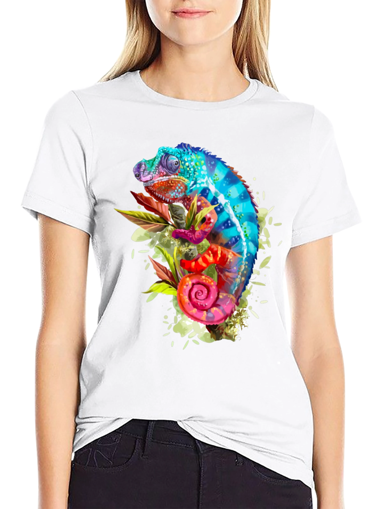 Colorful Chameleon Graphic T-Shirt