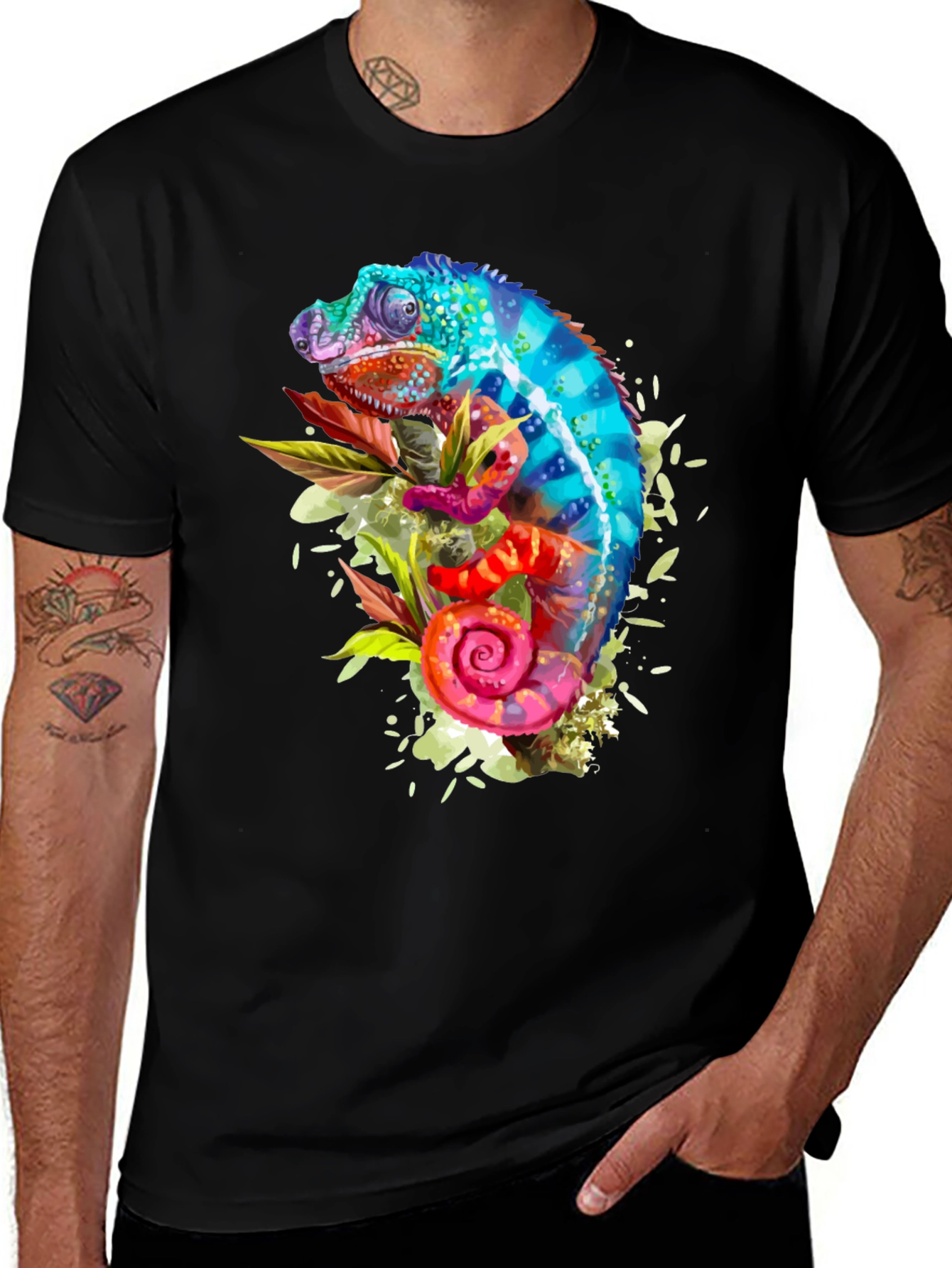 Colorful Chameleon Graphic T-Shirt