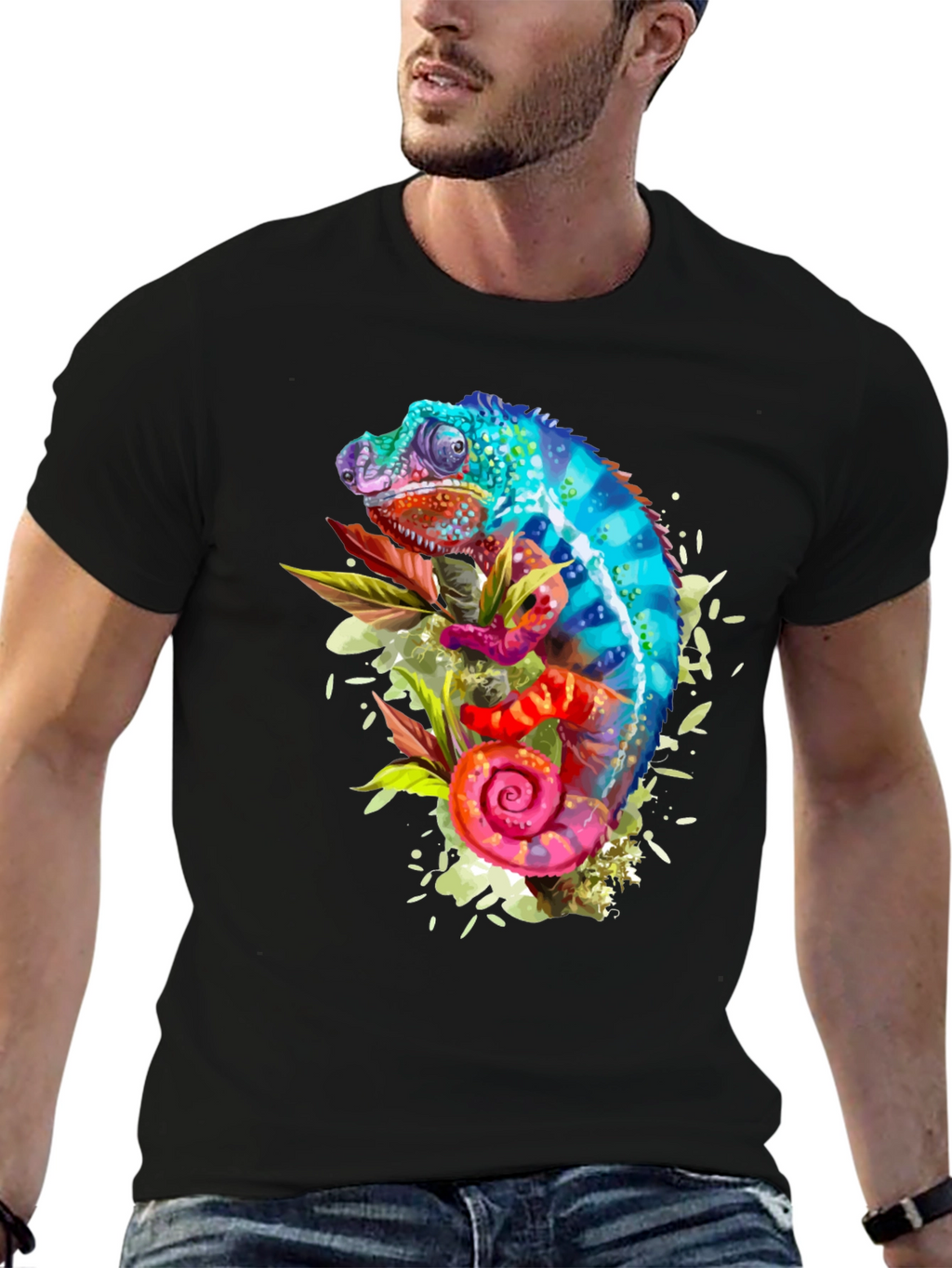 Colorful Chameleon Graphic T-Shirt