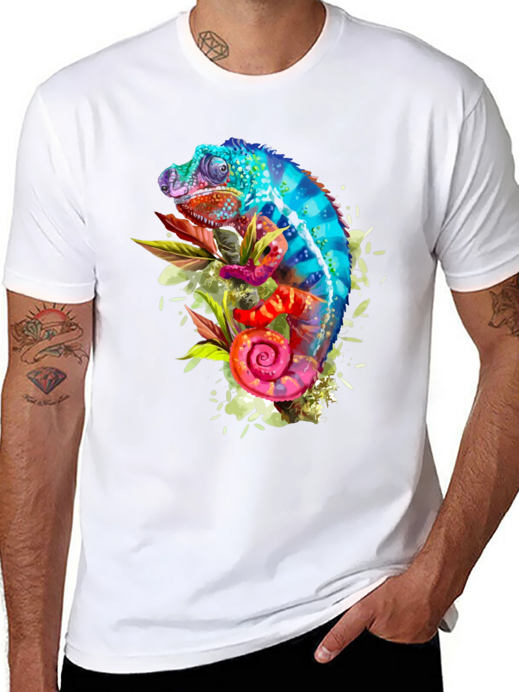 Colorful Chameleon Graphic T-Shirt