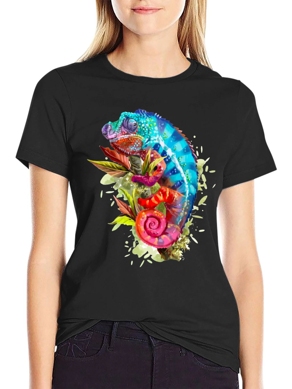 Colorful Chameleon Graphic T-Shirt