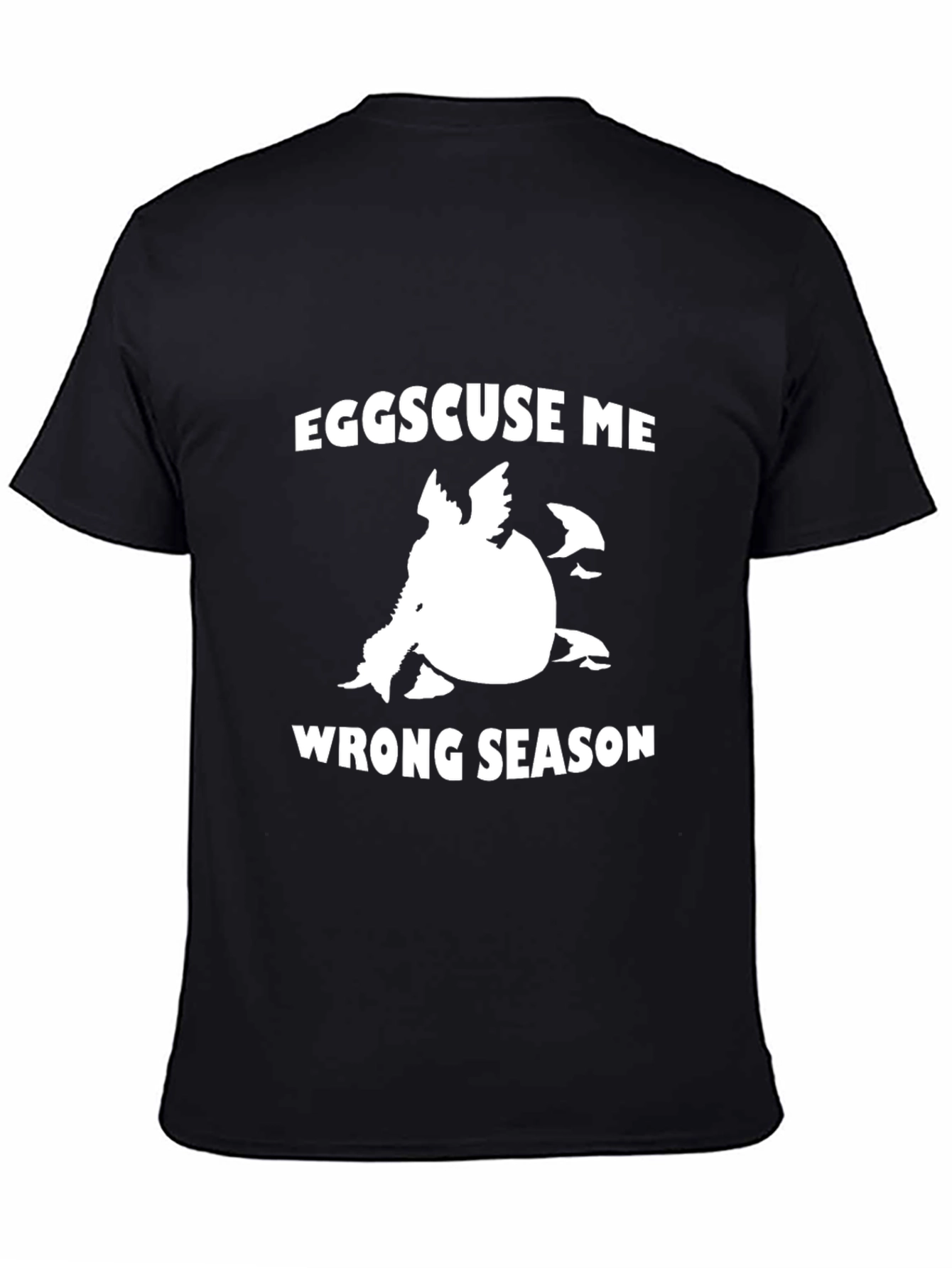 Eggscuse Me Wrong Season Black Graphic Tee