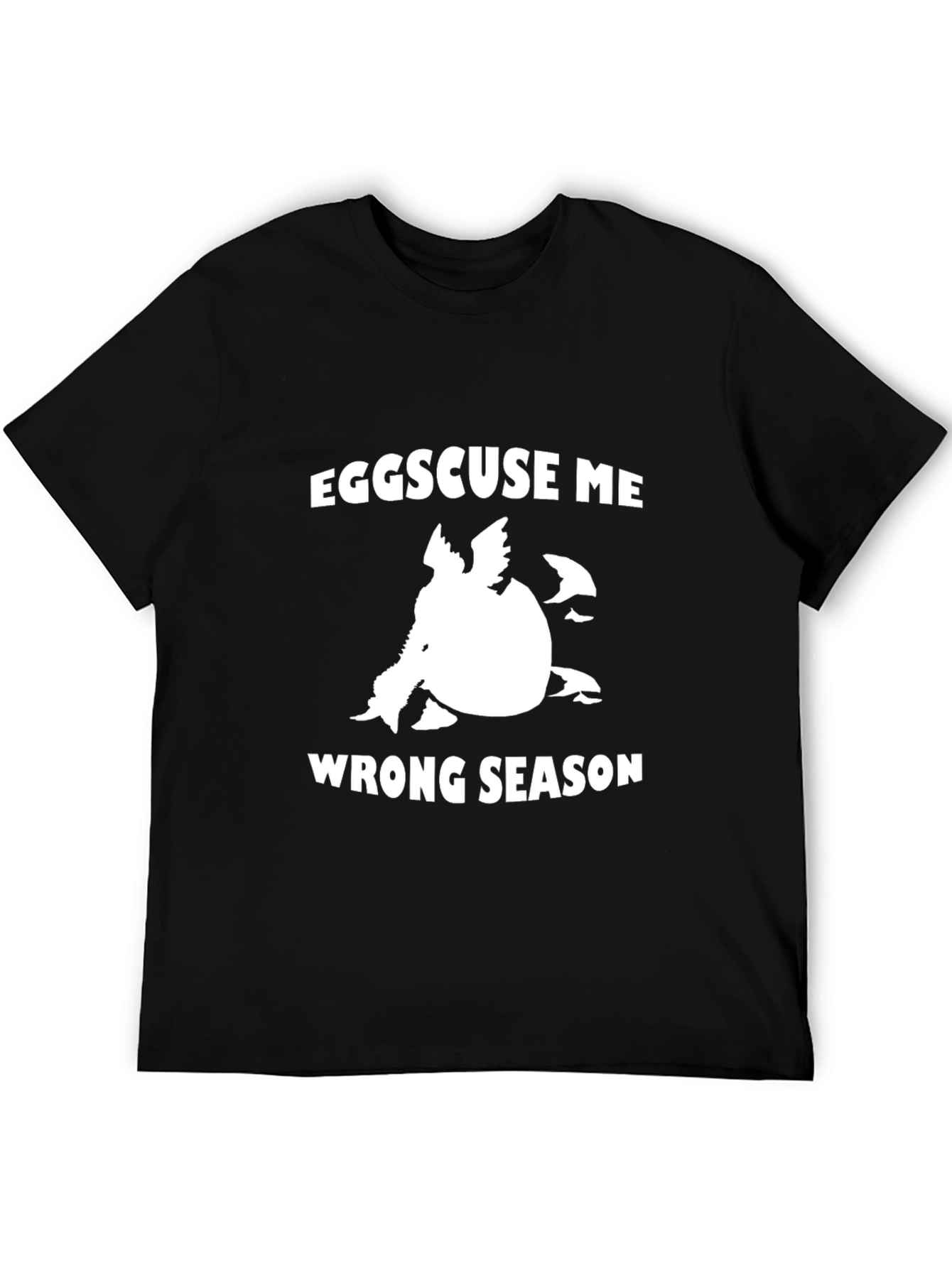 Eggscuse Me Wrong Season Black Graphic Tee