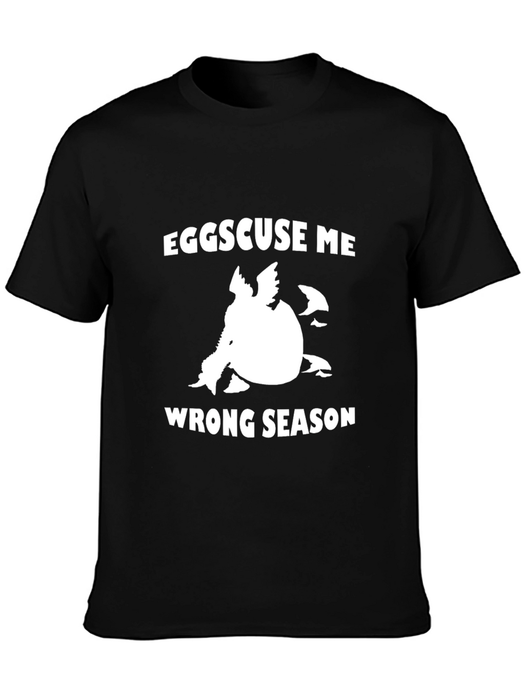 Eggscuse Me Wrong Season Black Graphic Tee