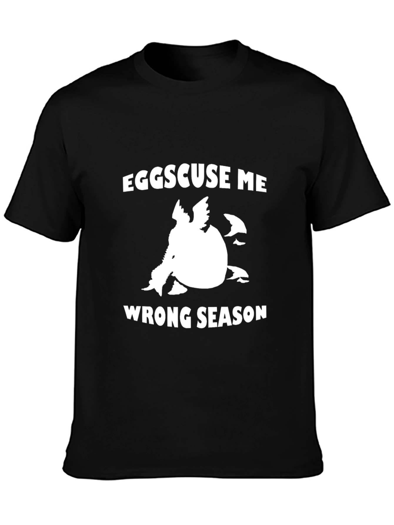 Eggscuse Me Wrong Season Black Graphic Tee