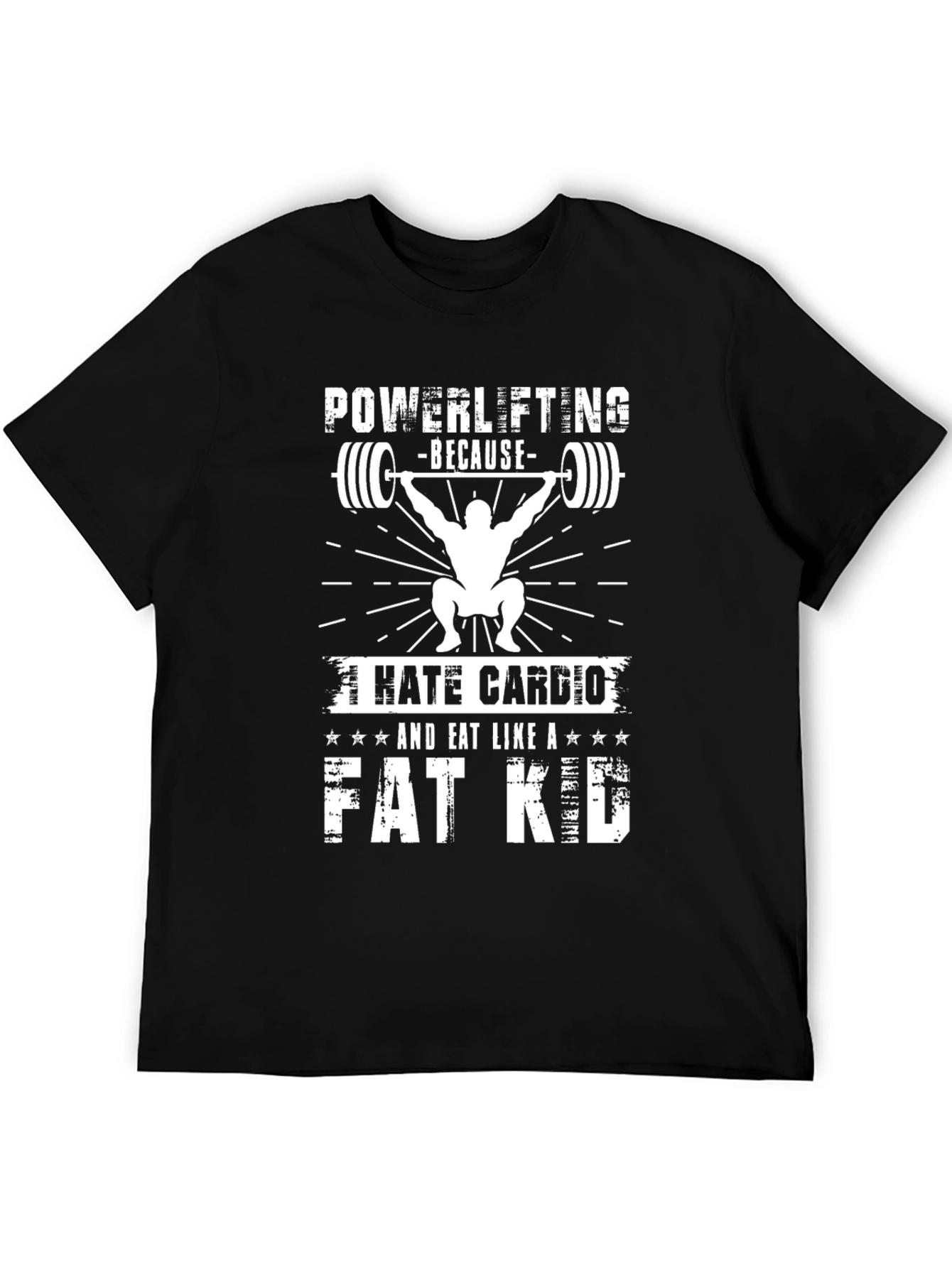 Powerlifting Fat Kid Black Graphic T-Shirt
