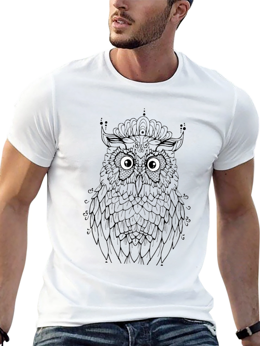 Owl Graphic Tee - Black Cotton Comfort