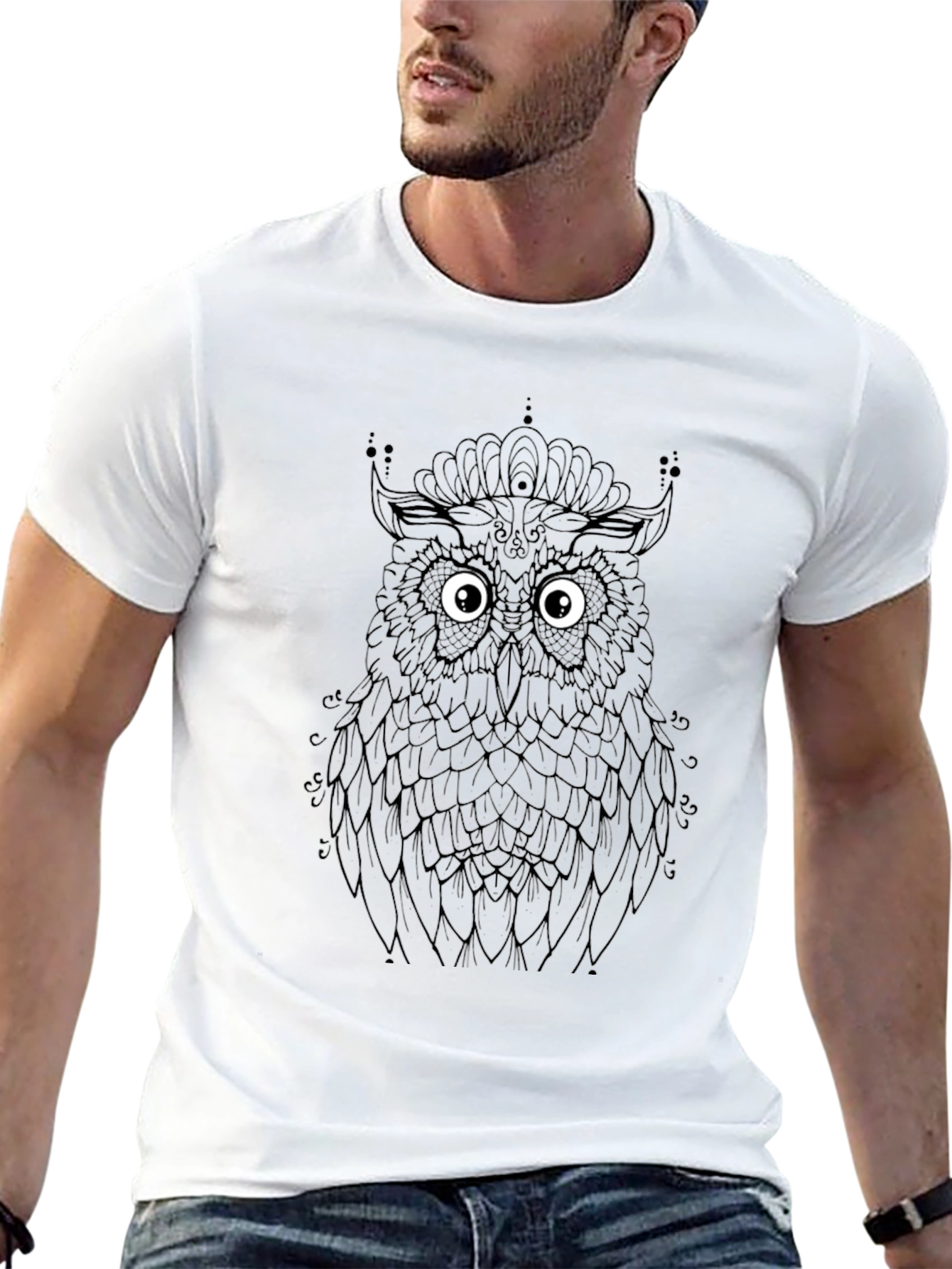Owl Graphic Tee - Black Cotton Comfort