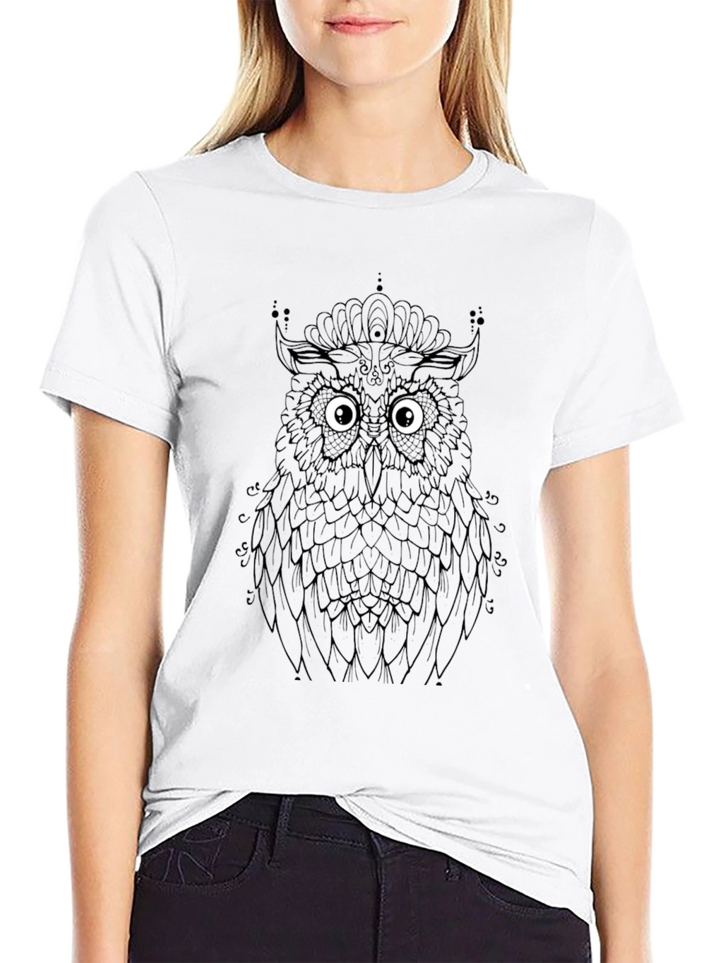 Owl Graphic Tee - Black Cotton Comfort