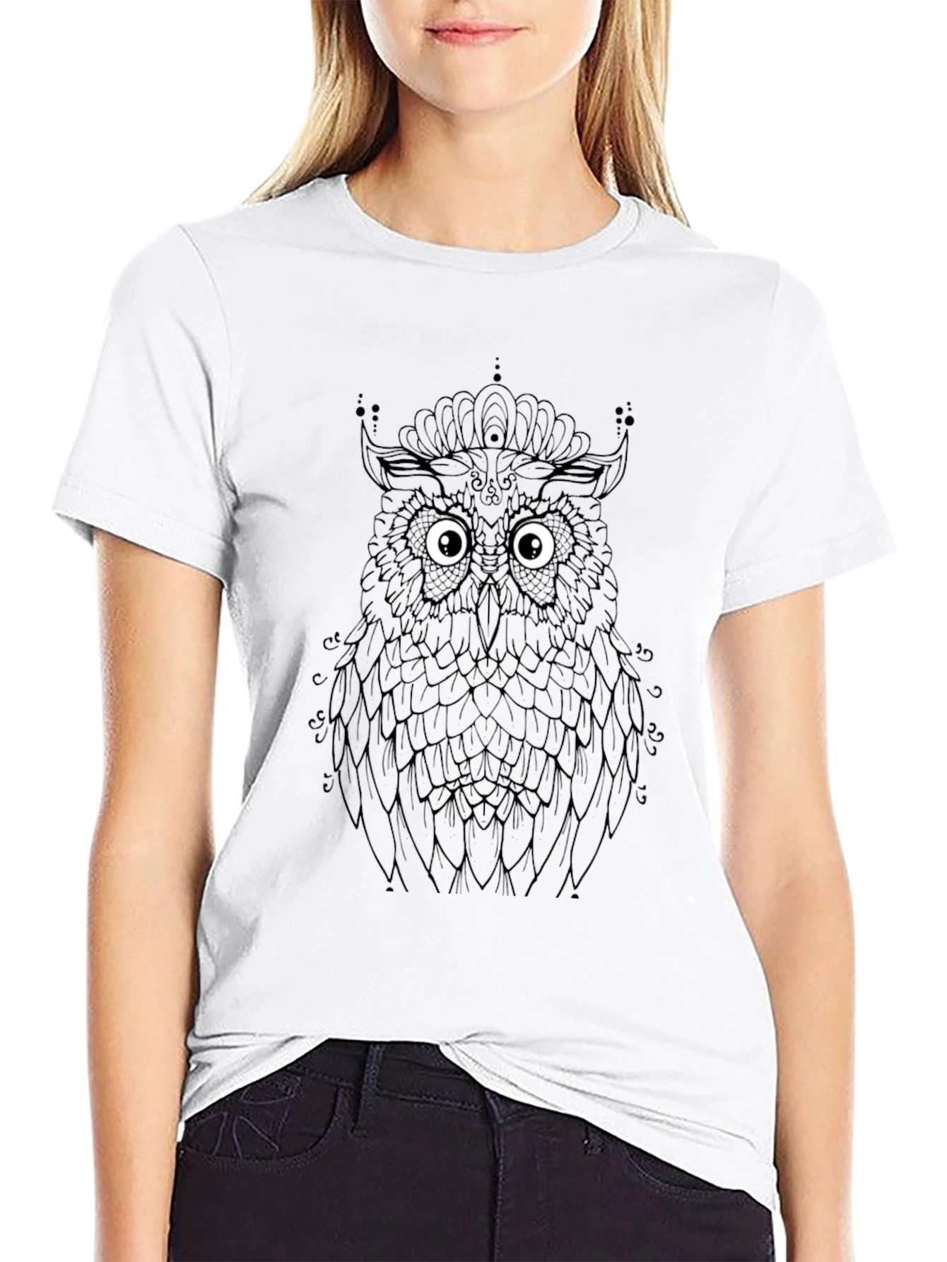 Owl Graphic Tee - Black Cotton Comfort
