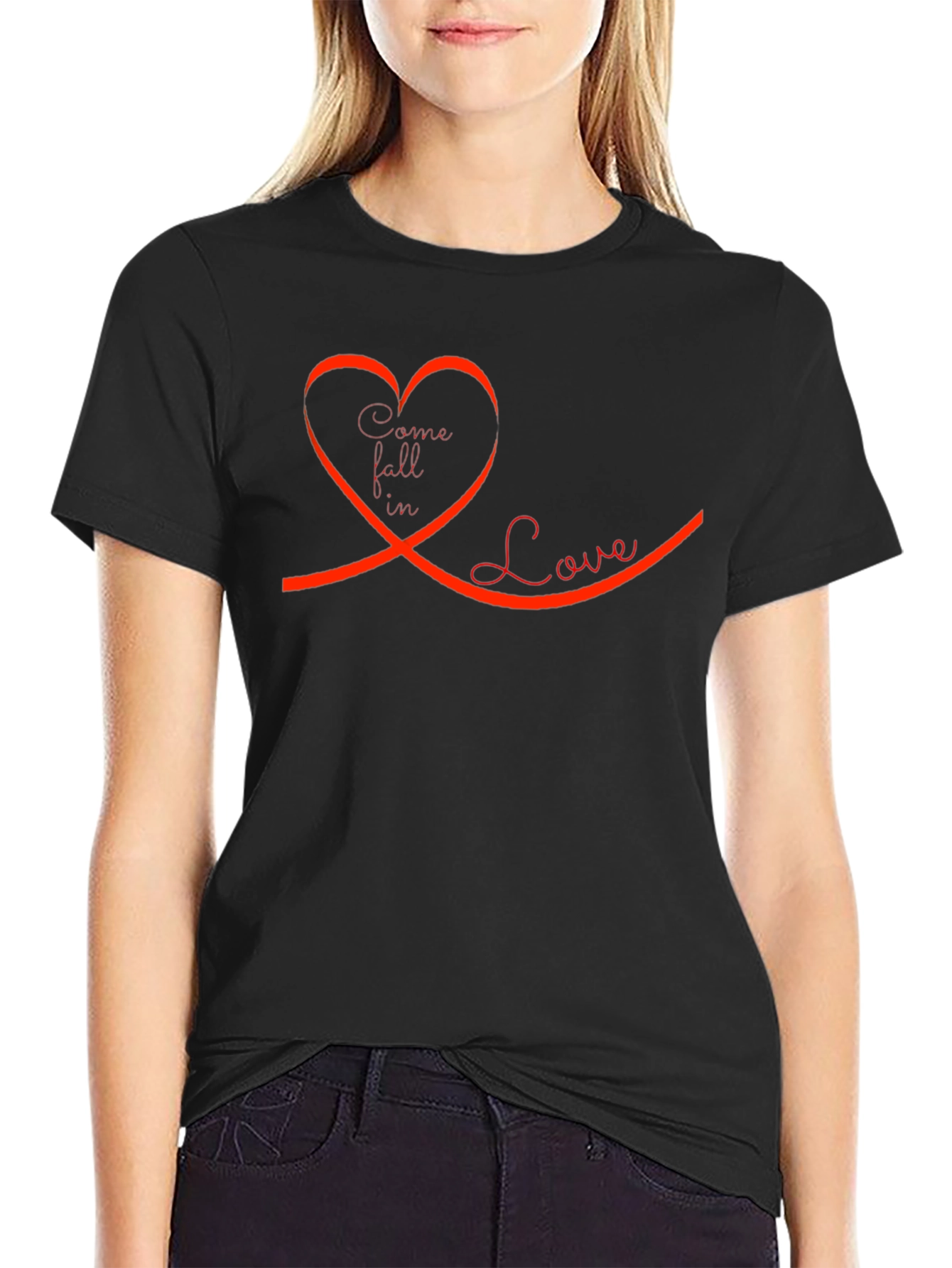 Come Fall In Love Graphic Tee - Black
