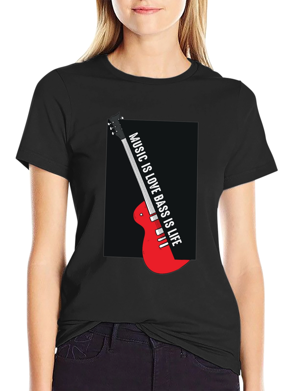 Music is Love Bass is Life Black T-Shirt