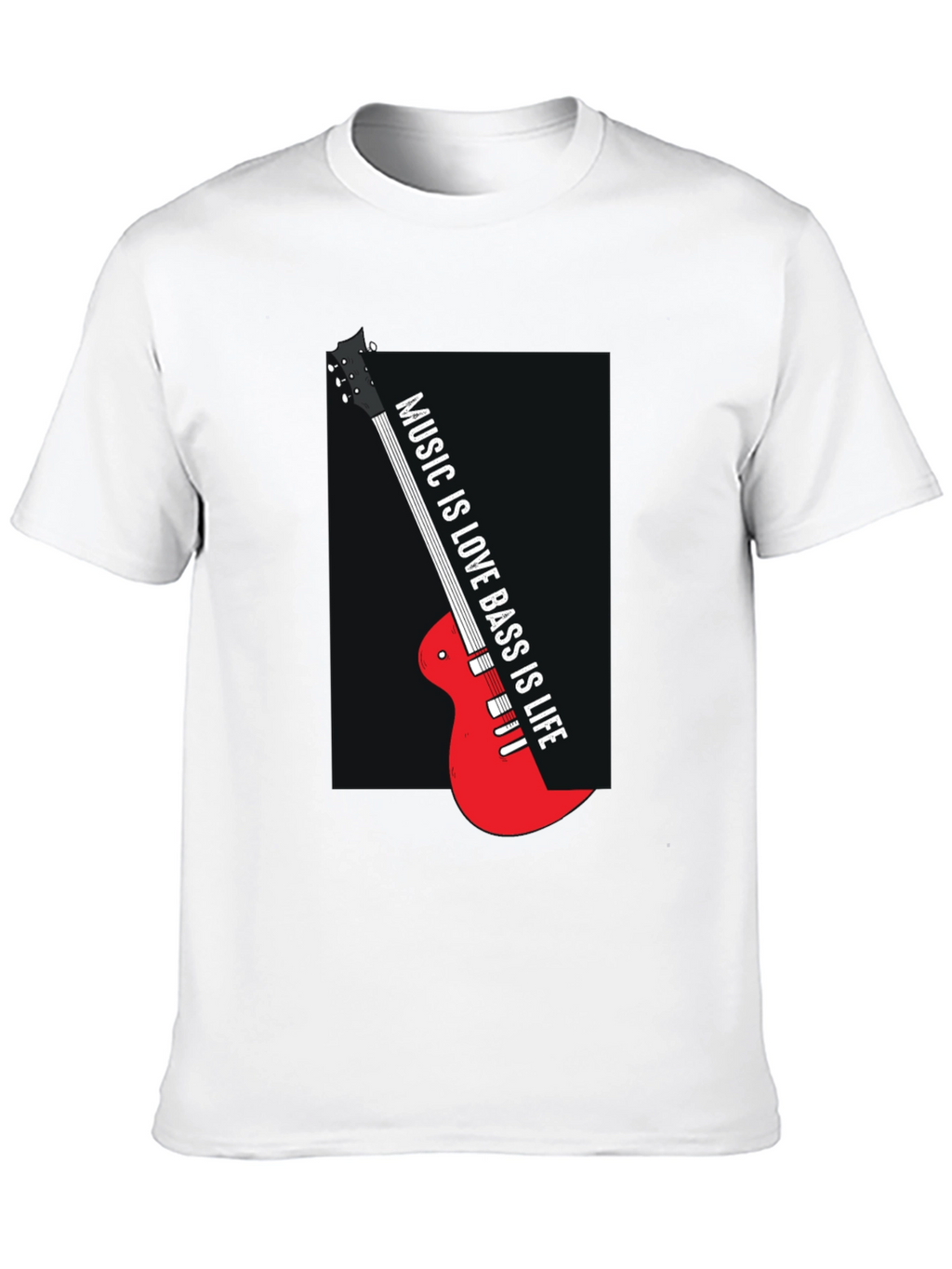 Music is Love Bass is Life Black T-Shirt