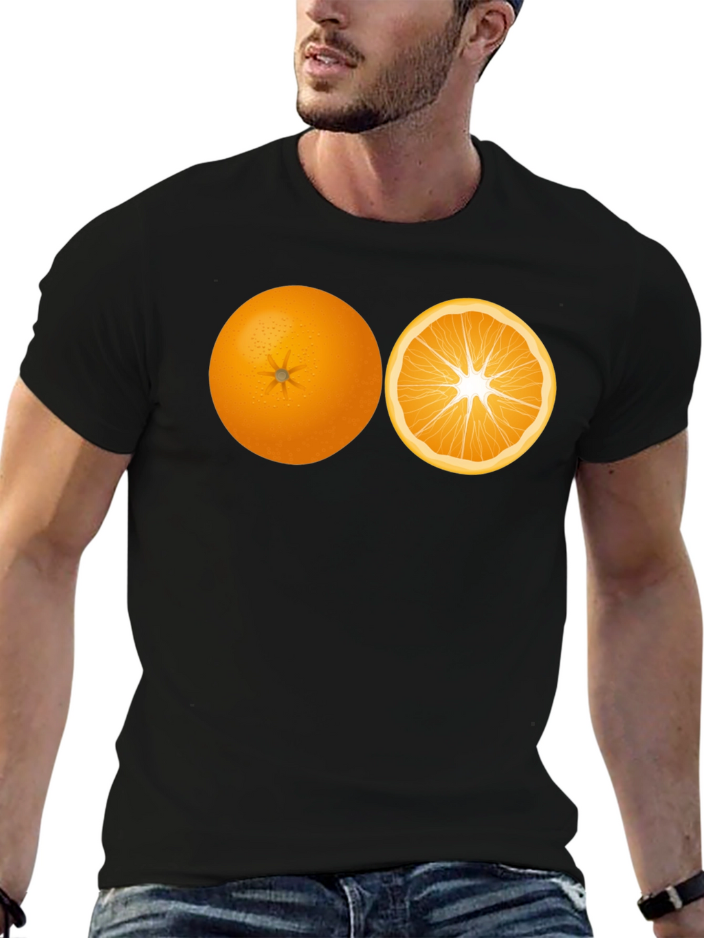 Orange Slice Graphic Black Tee