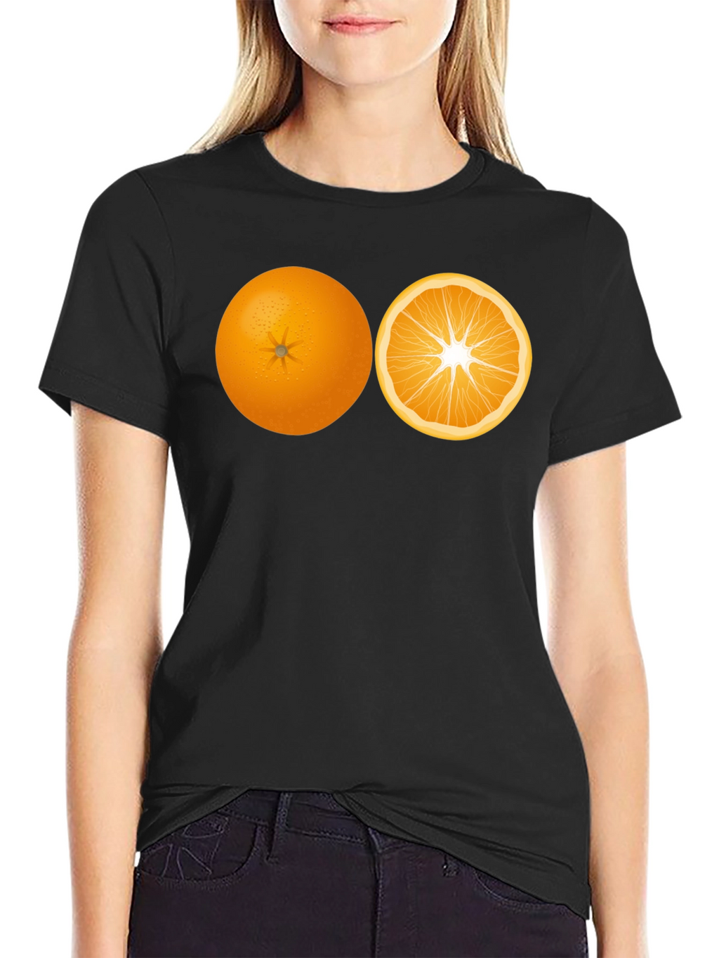 Orange Slice Graphic Black Tee