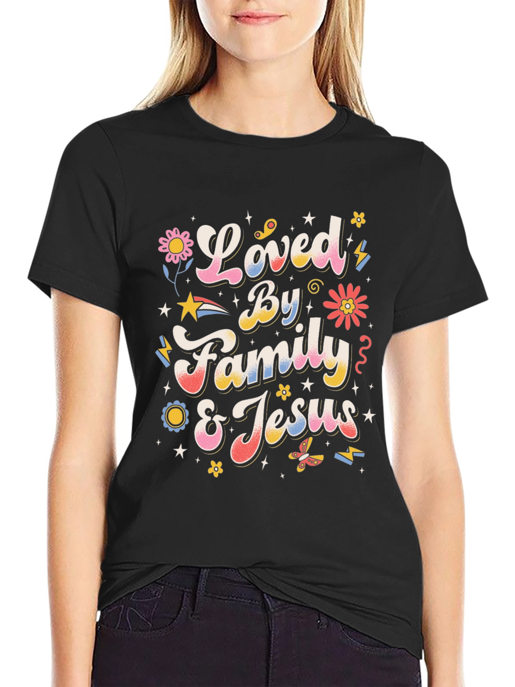 Loved By Family & Jesus Graphic T-Shirt