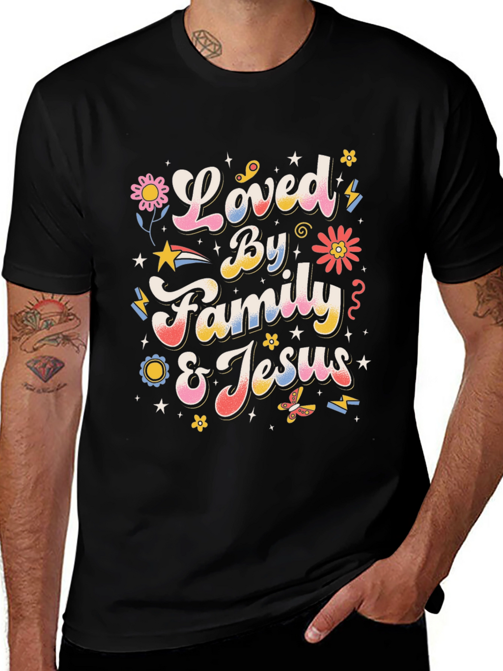 Loved By Family & Jesus Graphic T-Shirt