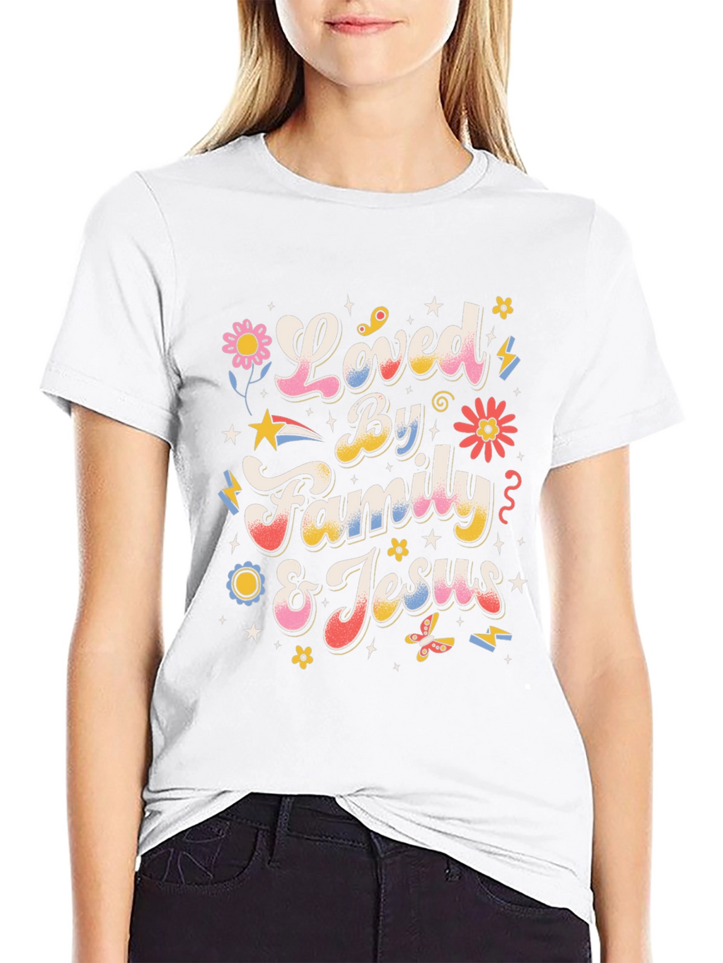 Loved By Family & Jesus Graphic T-Shirt