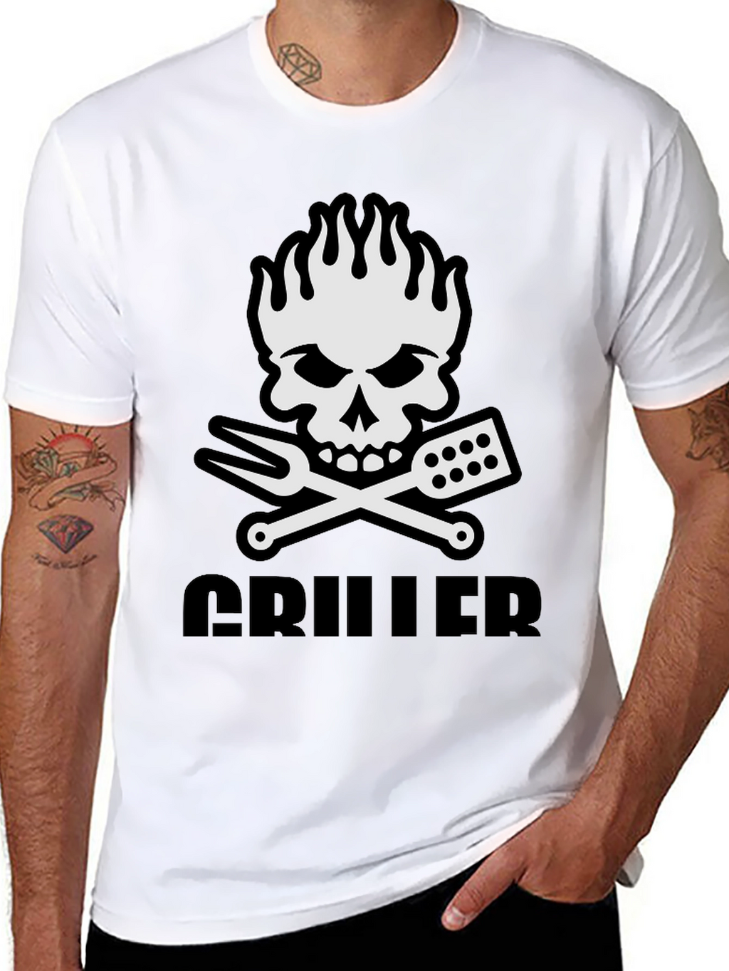 Griller Skull Graphic T-Shirt - BBQ Master