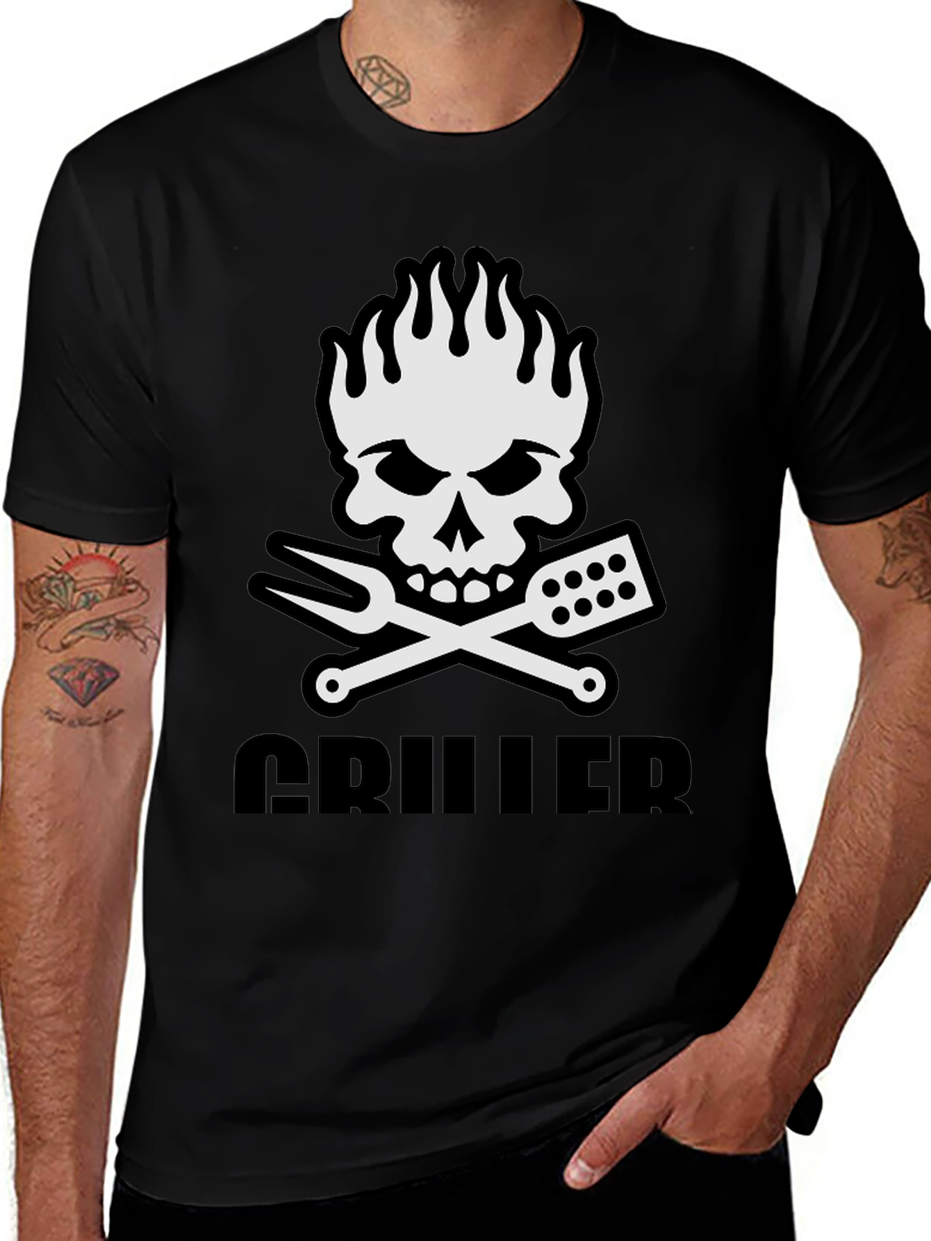 Griller Skull Graphic T-Shirt - BBQ Master