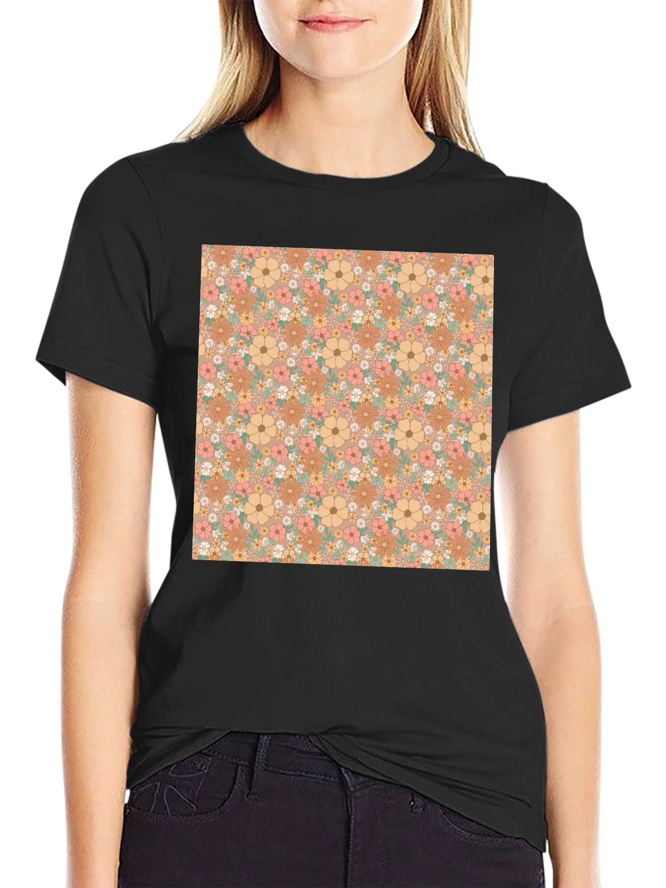 Retro Floral Print Tee