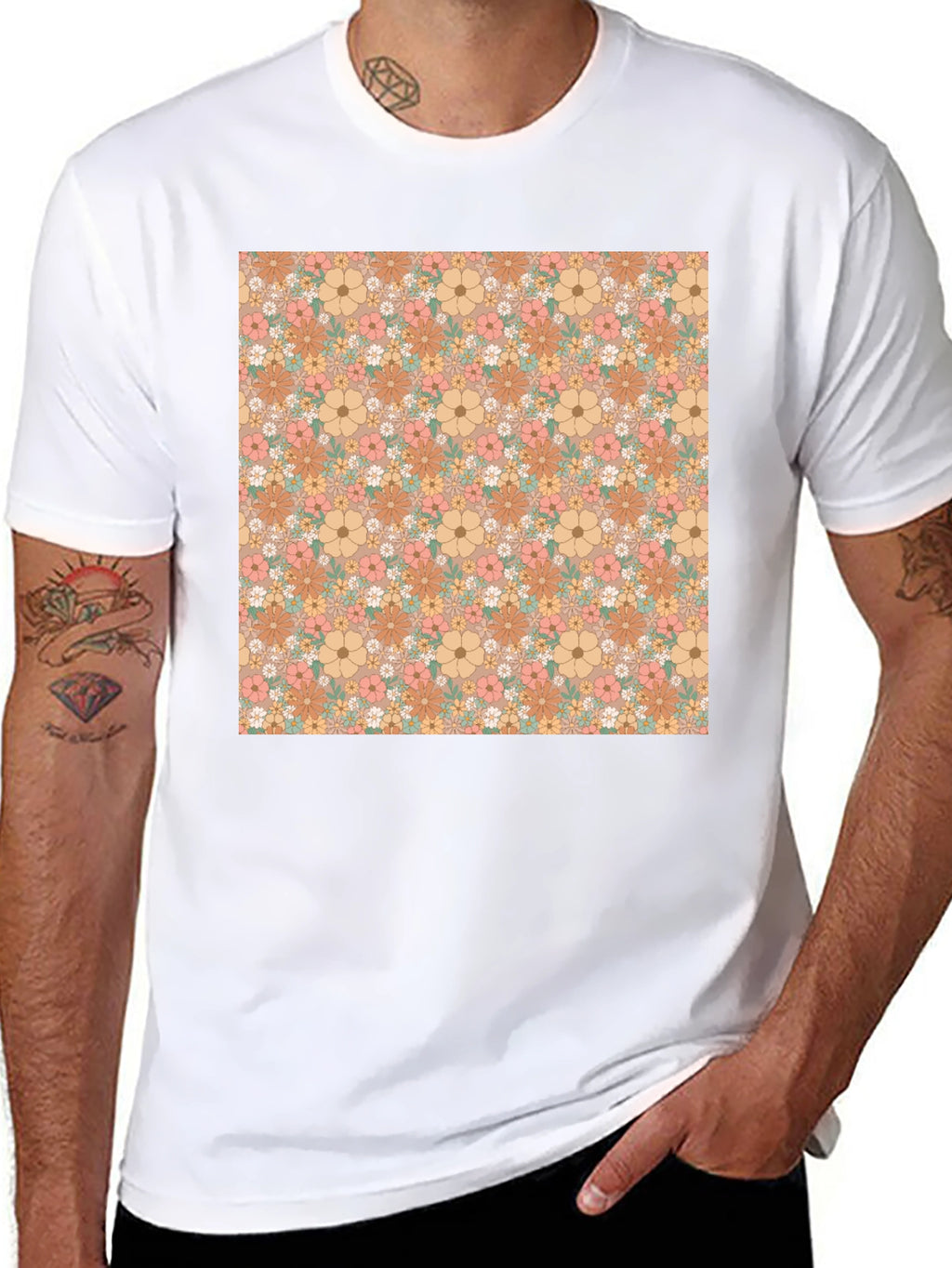 Retro Floral Print Tee