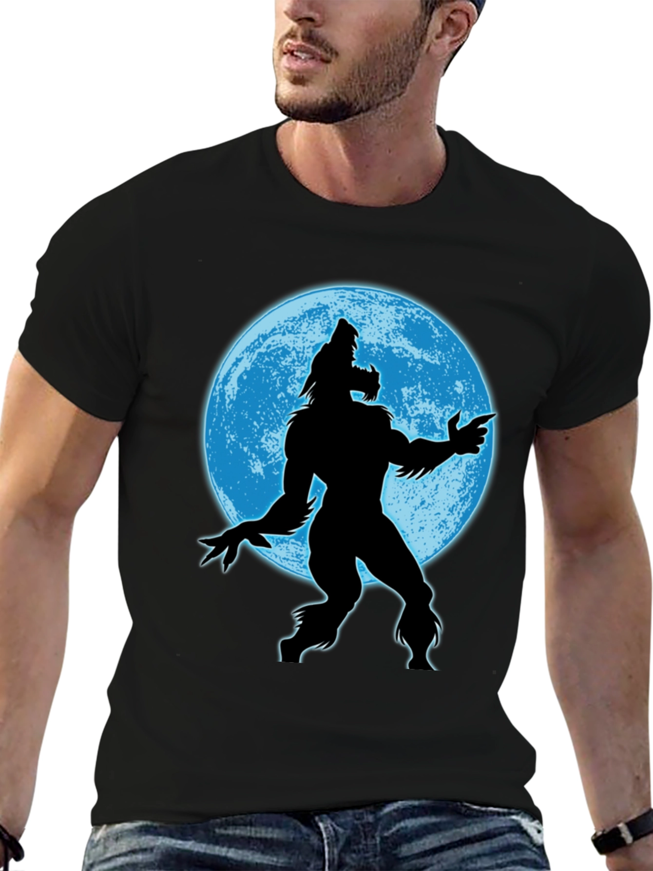 Werewolf Moon Graphic Tee - Mens Black T-Shirt