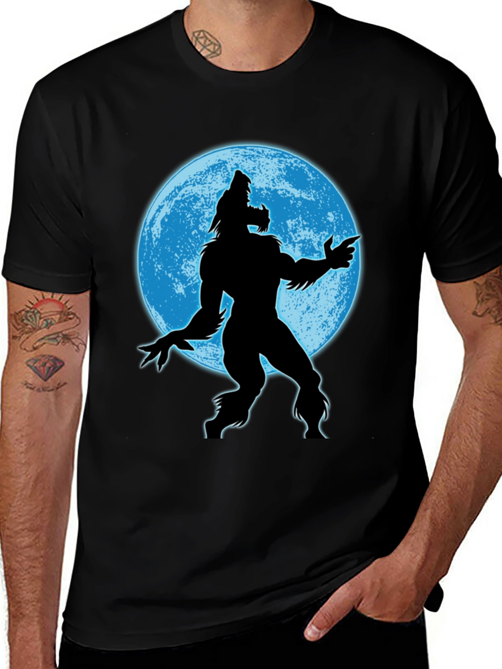 Werewolf Moon Graphic Tee - Mens Black T-Shirt