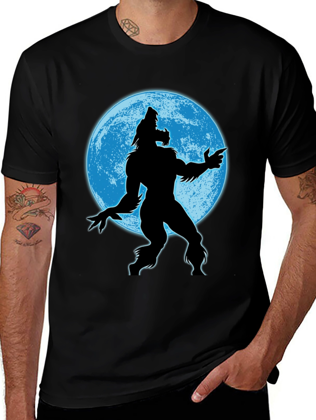 Werewolf Moon Graphic Tee - Mens Black T-Shirt