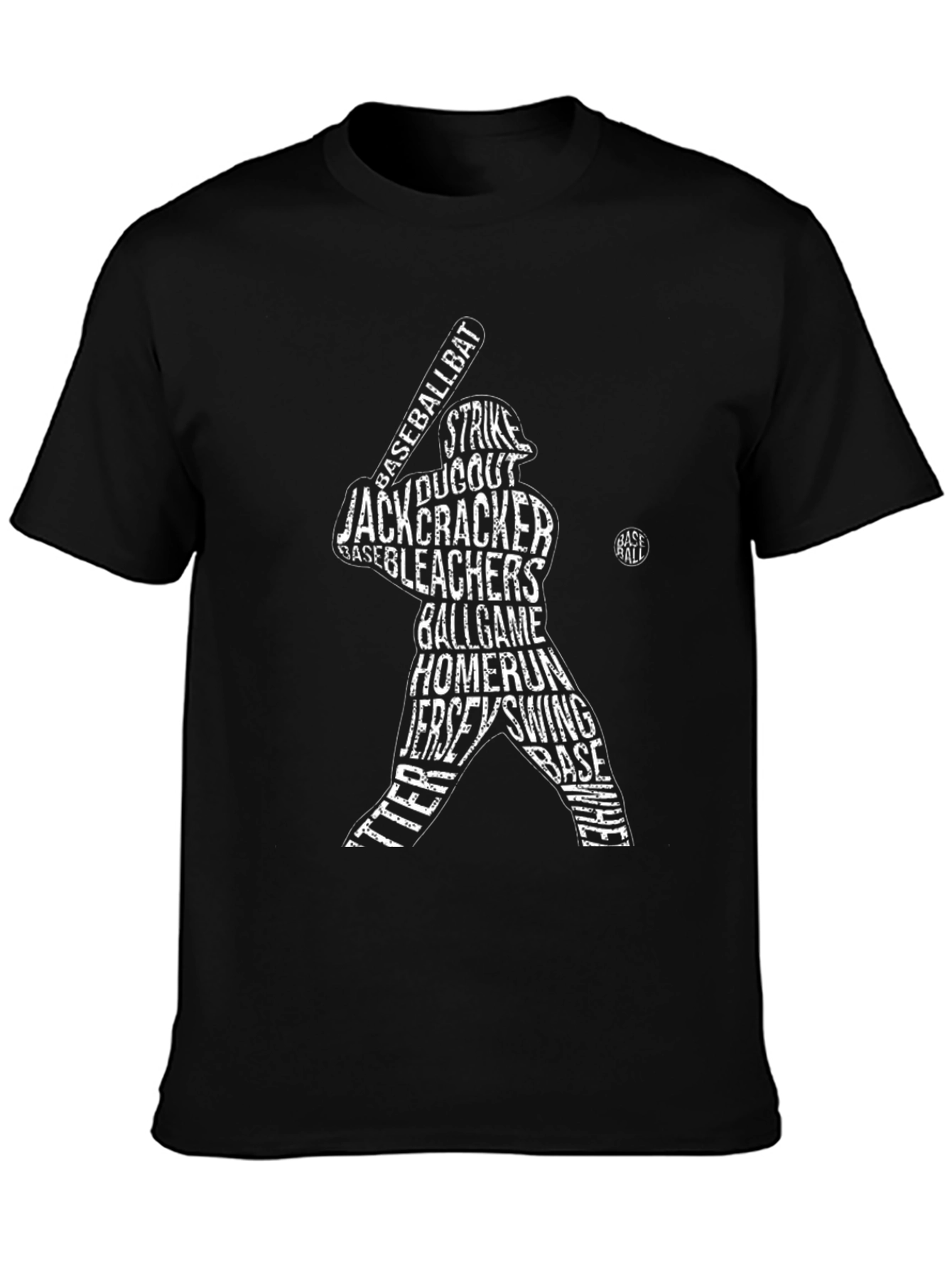 Baseball Word Art Black T-Shirt