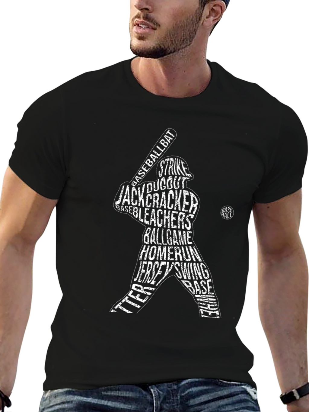 Baseball Word Art Black T-Shirt