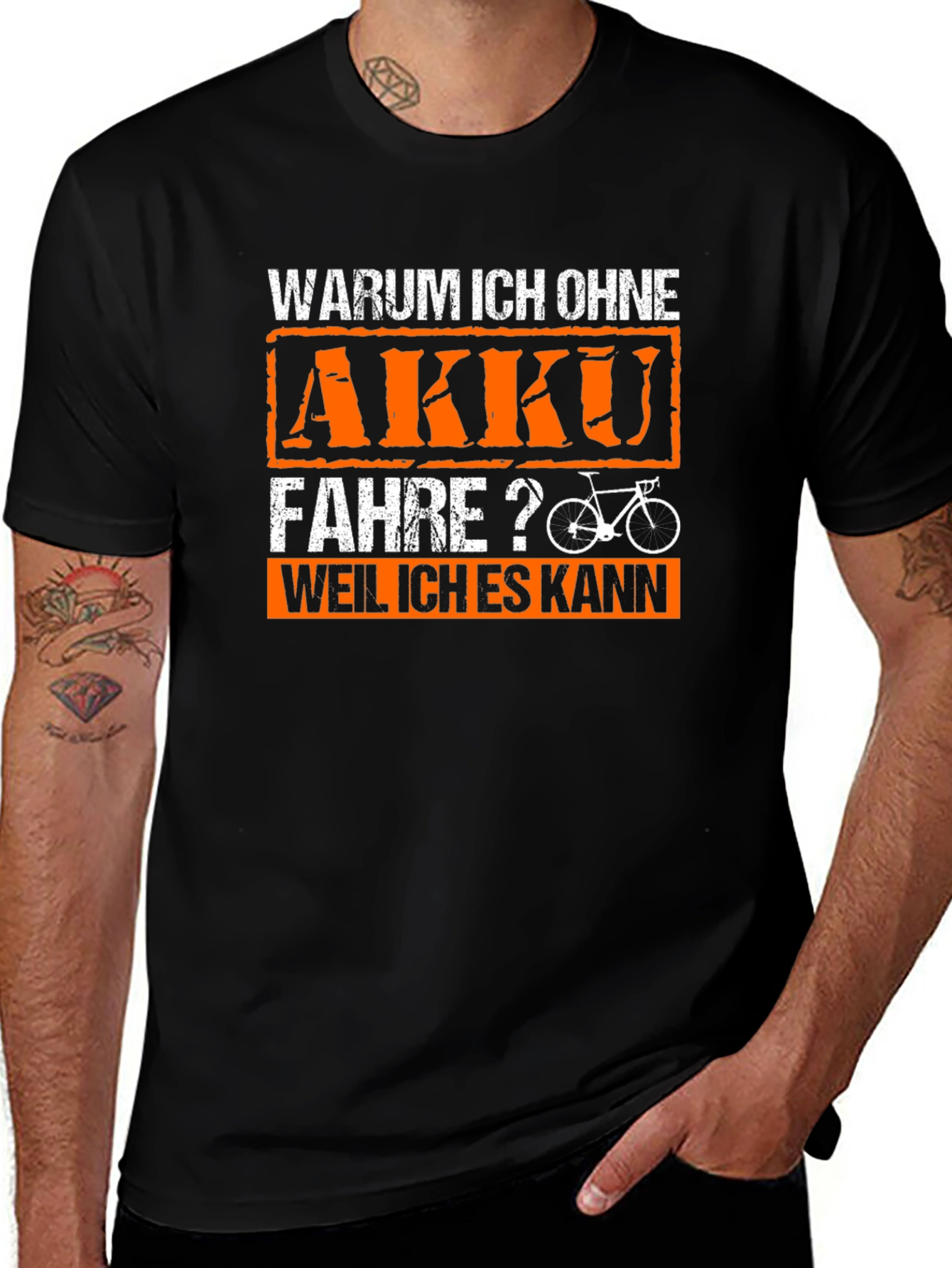 Funny German Bicycle T-Shirt - Why No Battery?
