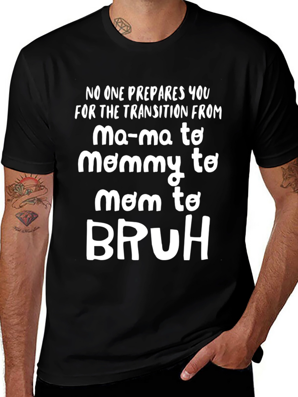 Mommy to Bruh Black Graphic T-Shirt