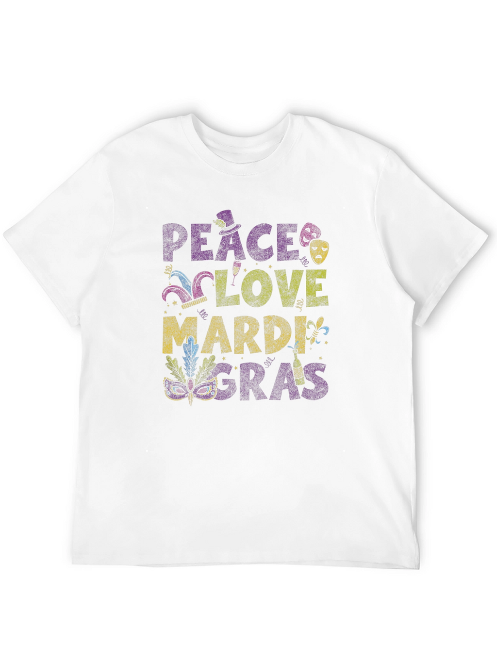 Peace Love Mardi Gras Graphic Tee