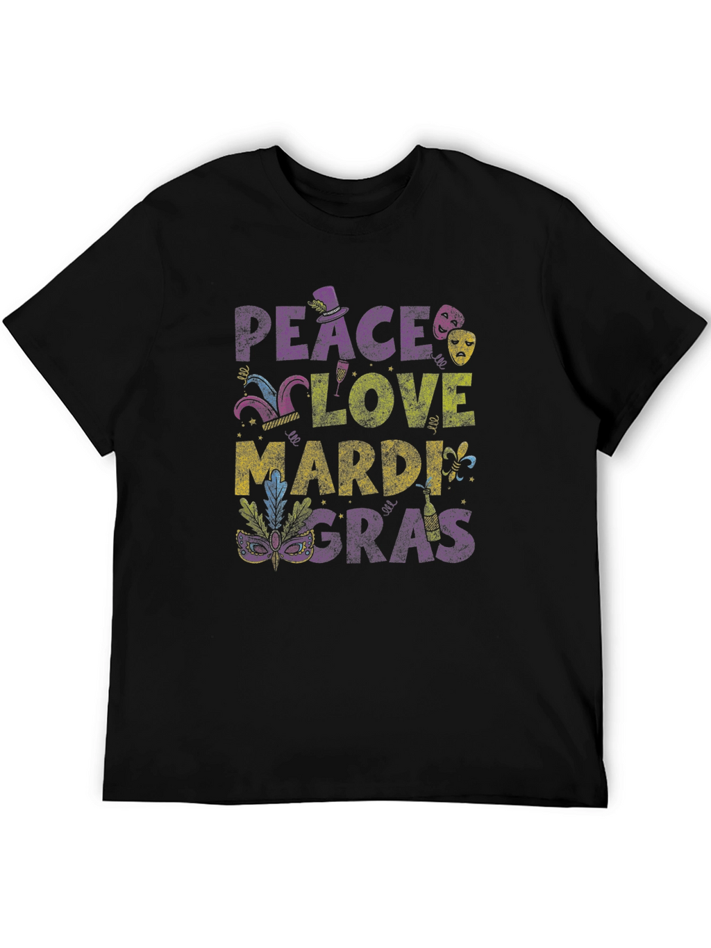 Peace Love Mardi Gras Graphic Tee